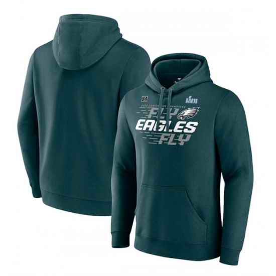 Men Philadelphia Eagles Midnight Green 2022 NFC Champions Team Slogan Pullover Hoodie